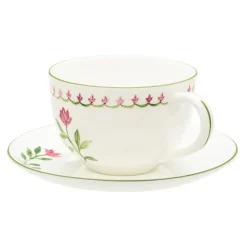 Halcyon Days Nina Campbell Marguerite Pink Teacup & Saucer- Halcyon Days China|Halcyon Days