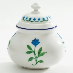 Halcyon Days Nina Campbell Marguerite Blue Sugar Bowl- Halcyon Days China|Halcyon Days