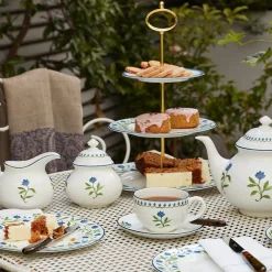 Halcyon Days Nina Campbell Marguerite Blue Sugar Bowl- Halcyon Days China|Halcyon Days