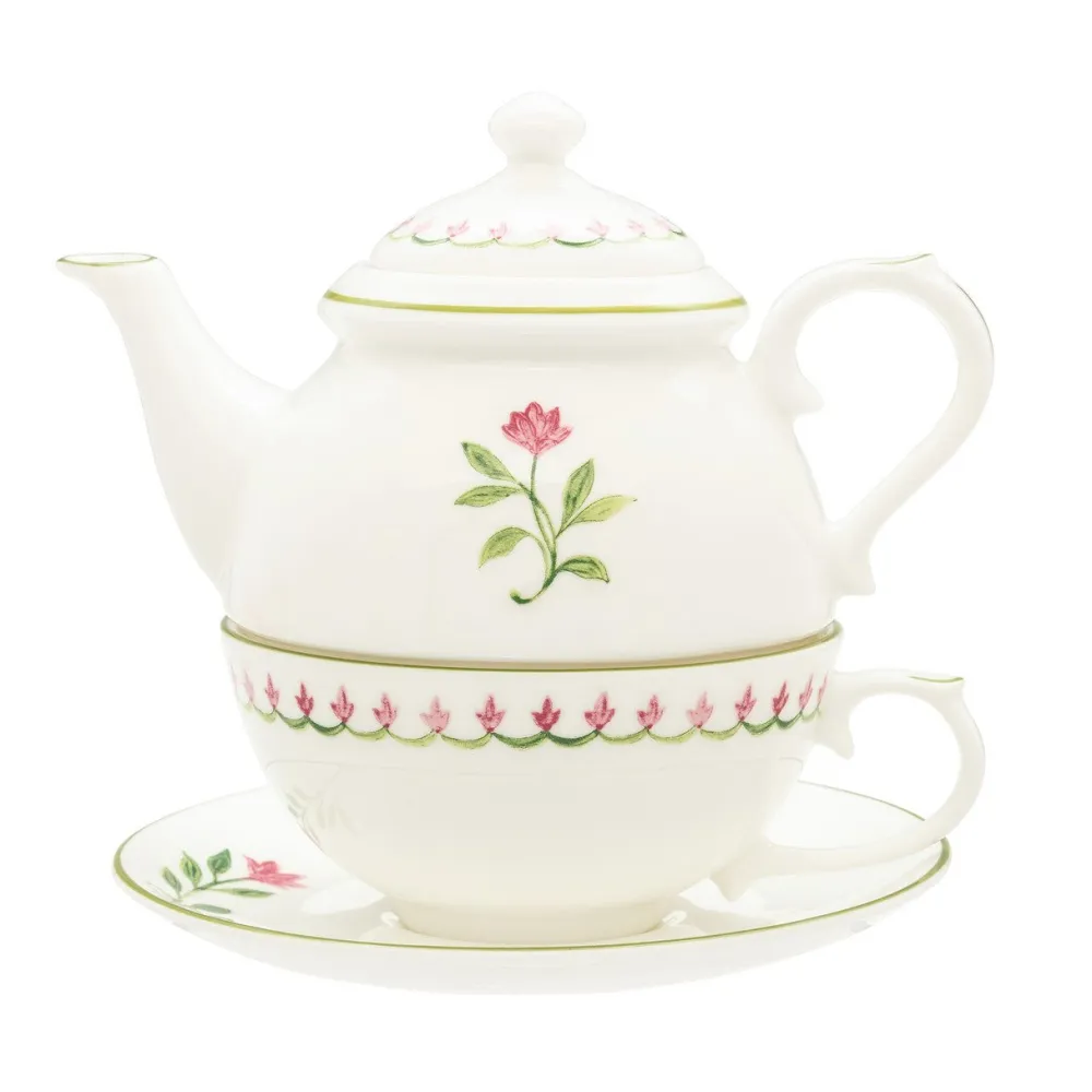 Halcyon Days Nina Campbell Marguerite Pink Tea for One- Halcyon Days China|Halcyon Days