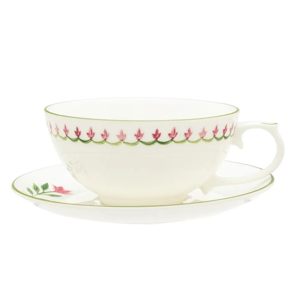 Halcyon Days Nina Campbell Marguerite Pink Tea for One- Halcyon Days China|Halcyon Days