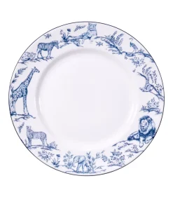 Halcyon Days Nina Campbell Serengeti Multi Animal Dessert Plate- Halcyon Days China|Halcyon Days