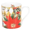 Halcyon Days Parterre Gold with Poinsettia Mug- Halcyon Days China|Halcyon Days