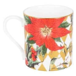 Halcyon Days Parterre Gold with Poinsettia Mug- Halcyon Days China|Halcyon Days
