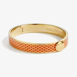 Halcyon Days Salamander Orange & Gold Hinged Bangle- Bracelets & Bangles