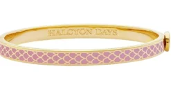 Halcyon Days Salamander Pink & Gold Hinged Skinny Bangle- Bracelets & Bangles