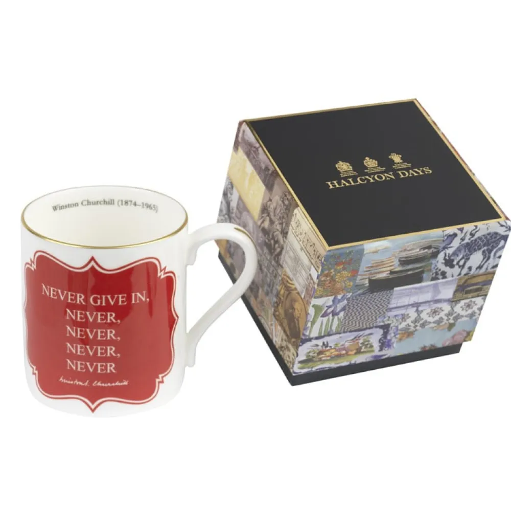 Halcyon Days Sir Winston Churchill Never Give In Mug- Cultural Icons|Halcyon Days China