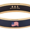 Halcyon Days Stars & Stripes Navy & Gold Medium Bangle- Bracelets & Bangles