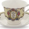Halcyon Days Vivat Regina Ivory Teacup & Saucer- Halcyon Days China|Halcyon Days
