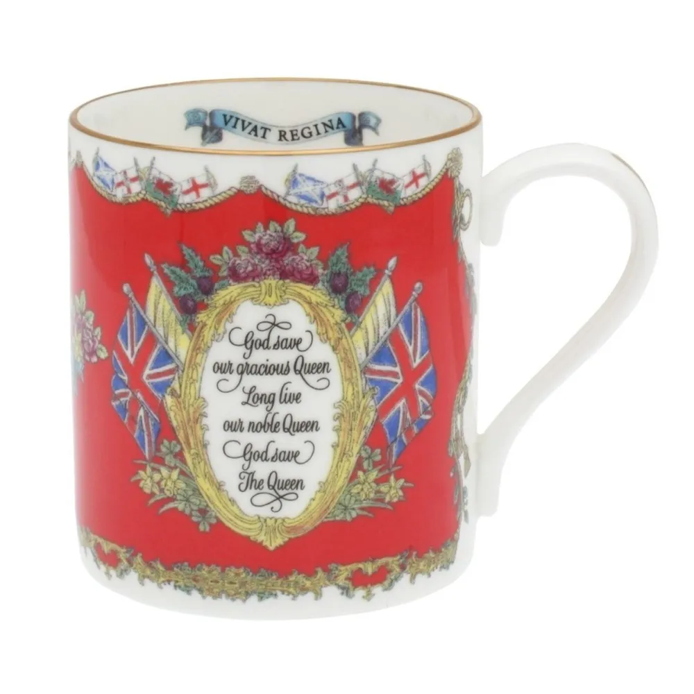 Halcyon Days Vivat Regina Red Mug- Halcyon Days China|Halcyon Days