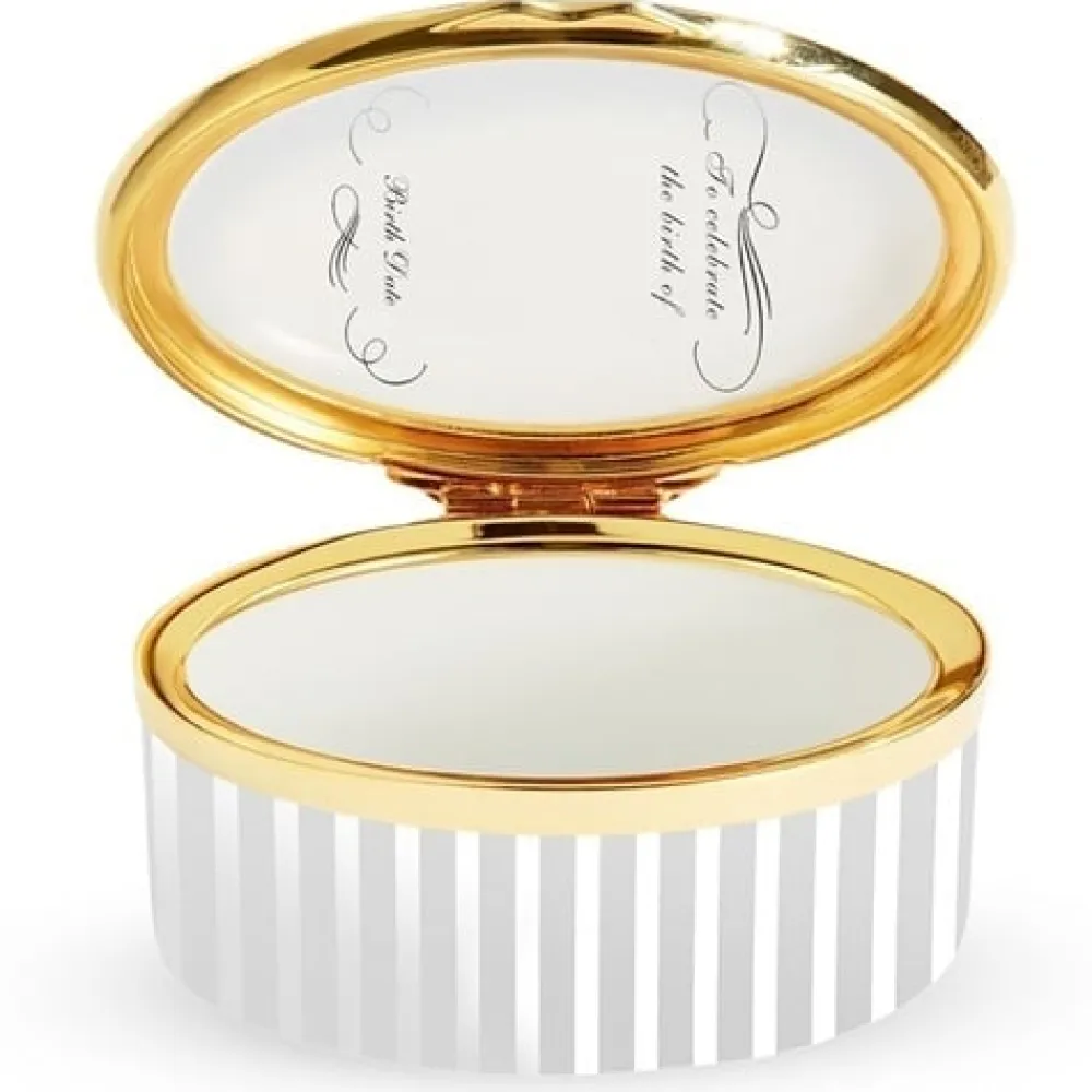 Halcyon Days Welcome to Our New Royal Baby Sussex enamel box- Halcyon Days Enamels