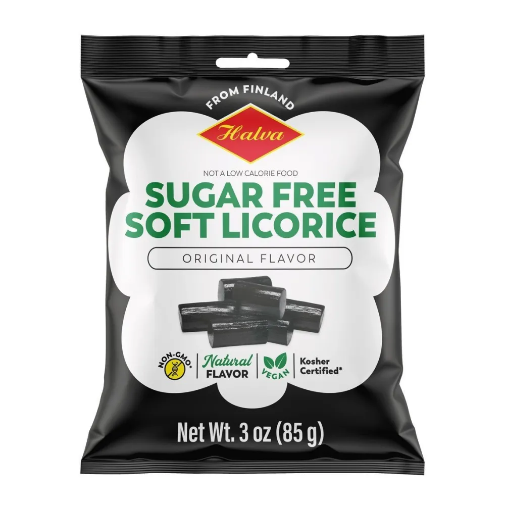 Halva European Style Sugar-Free Black Licorice Bag- Sweets