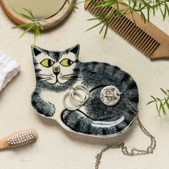 Hannah Turner Grey Tabby Cat Trinket Dish- Home Accents|Kitchen Tools
