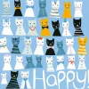 Happy Cats Greeting Card- Greeting Cards