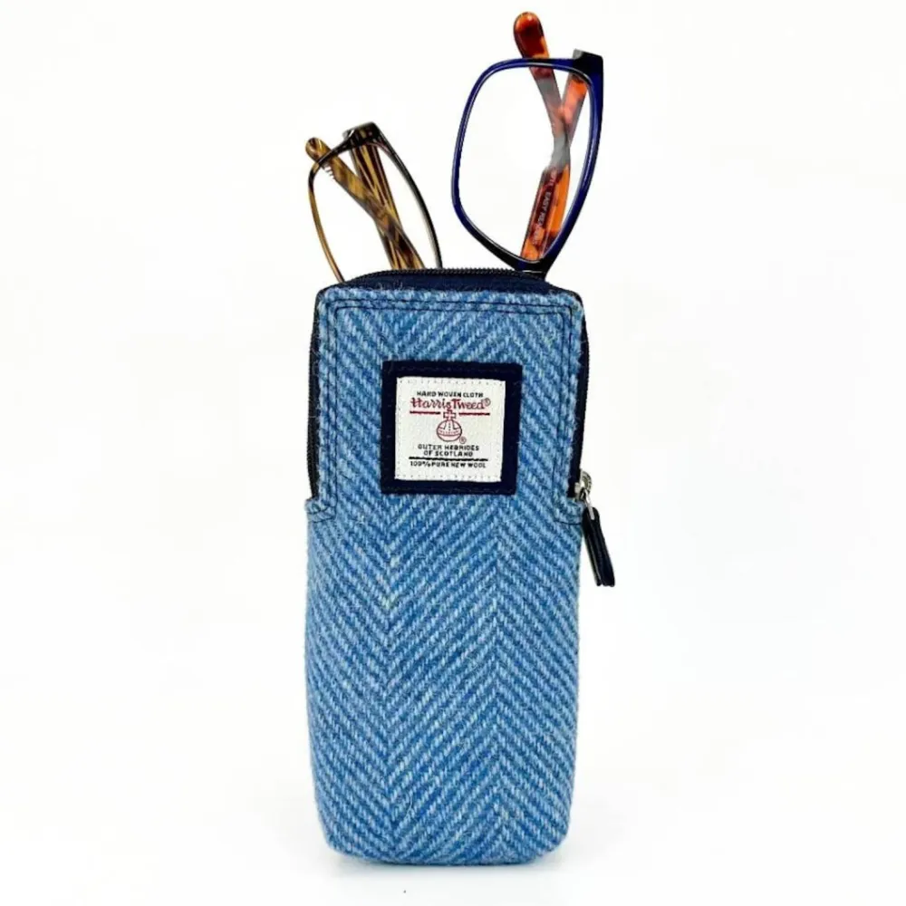 Harris Tweed Sky Blue Double Glasses Sleeve- Sunglasses & Cases