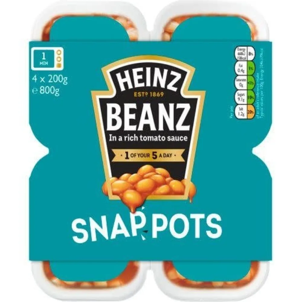Heinz Baked Beans Snap Pots 4 Pack- Groceries
