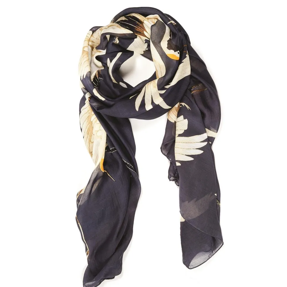 Heron Charcoal Scarf- Scarves & Wraps