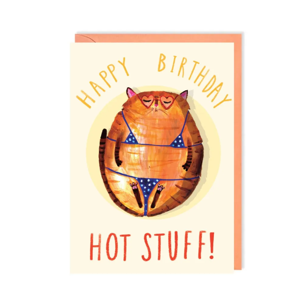 Hot Stuff Cat Birthday Card- Greeting Cards