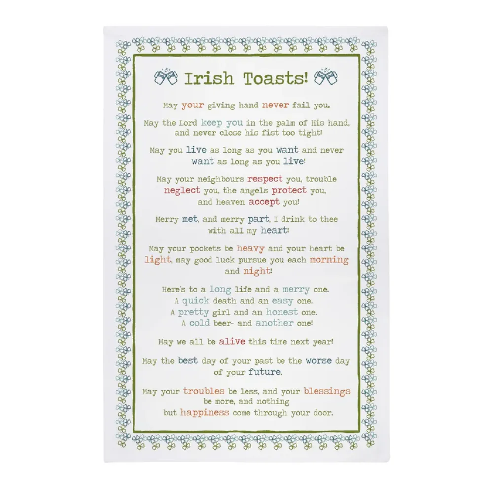 Irish Toasts Green Tea Towel- Tea Towels