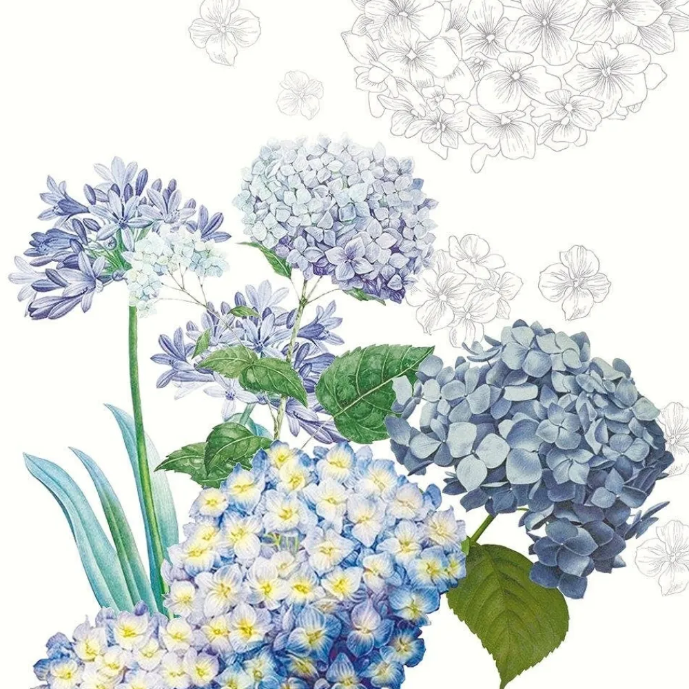 Jardin de Bretagne Bleu Cotton Napkin- Cotton Napkins