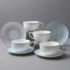 Jo Deakin Ebb Blue & Turquoise Teacup & Saucer- Teacups & Saucers