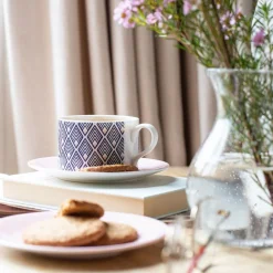 Jo Deakin Gatsby Blue & Blush Pink Cup (Blush Saucer)- Teacups & Saucers