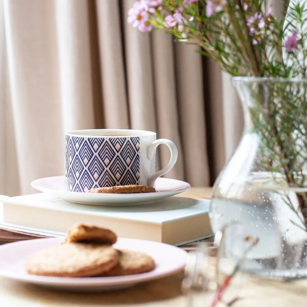 Jo Deakin Gatsby Blue & Blush Pink Cup (Blush Saucer)- Teacups & Saucers