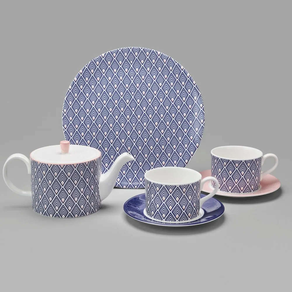 Jo Deakin Gatsby Teapot in Blue & Blush Pink- Teapots
