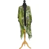 KEW Hydrangea Print Lime Long Kimono- Robes, Nightgowns & Dresses