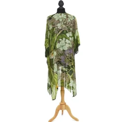 KEW Hydrangea Print Lime Long Kimono- Robes, Nightgowns & Dresses