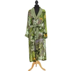 KEW Hydrangea Print Lime Robe Gown- Robes, Nightgowns & Dresses