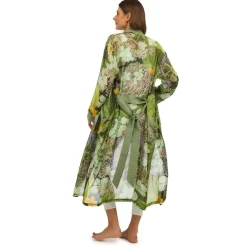 KEW Hydrangea Print Lime Robe Gown- Robes, Nightgowns & Dresses