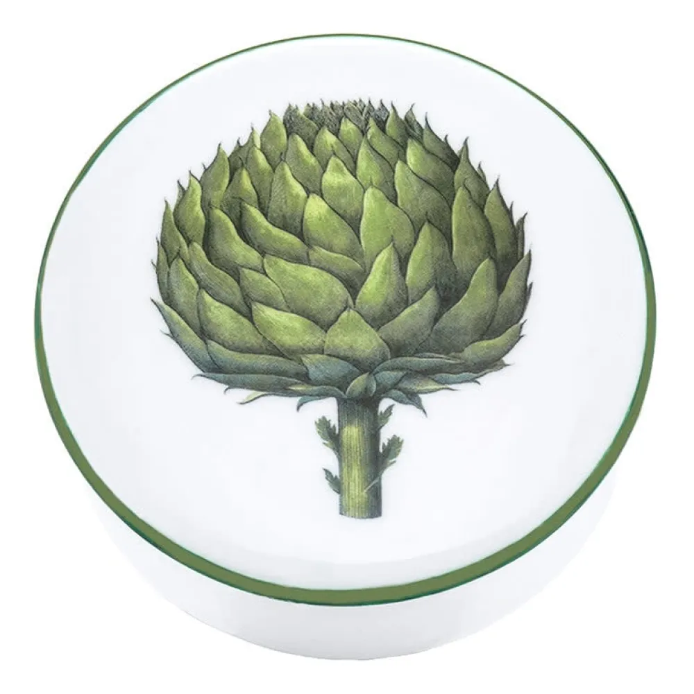 Kitchen Garden Artichoke Round Trinket Box- Halcyon Days Enamels