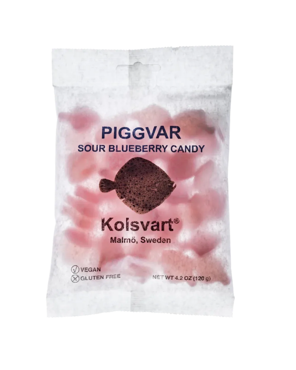 Kolsvart Piggvar Sour Blueberry Candy Fish 120g- Sweets