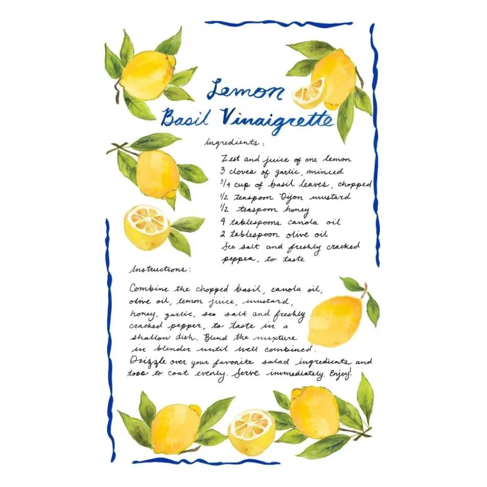 Le Cadeaux Lemon Basil Spoon Rest and Tea Towel Gift Set- Kitchen Tools|Tea Towels