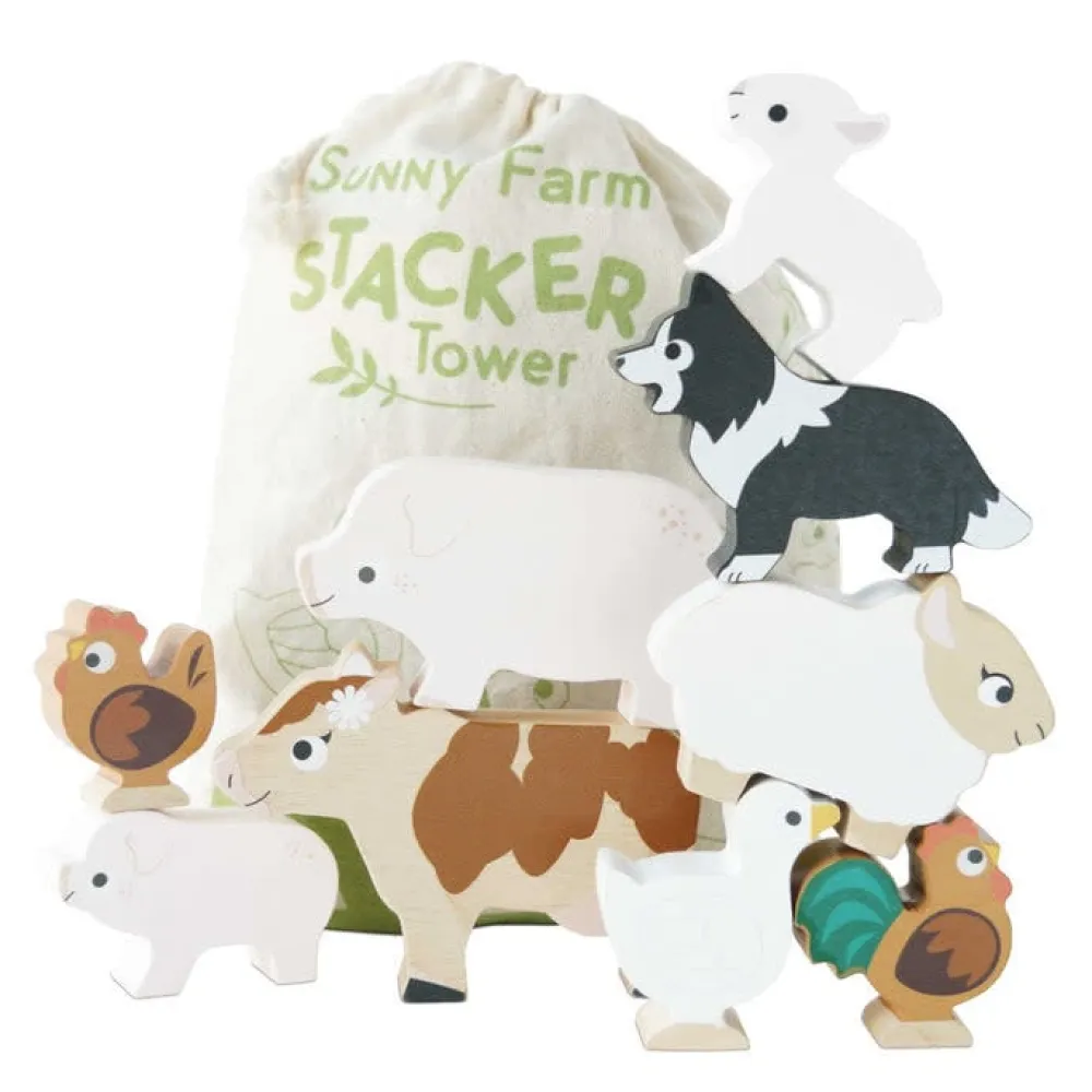 Le Toy Van Stacking Farmyard Animals & Bag- Toys
