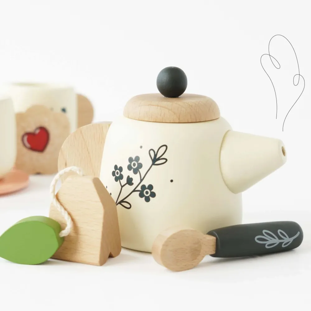 Le Toy Van Vintage Wooden Tea Set & Tray- Toys