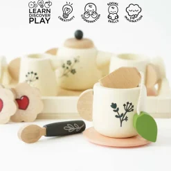 Le Toy Van Vintage Wooden Tea Set & Tray- Toys