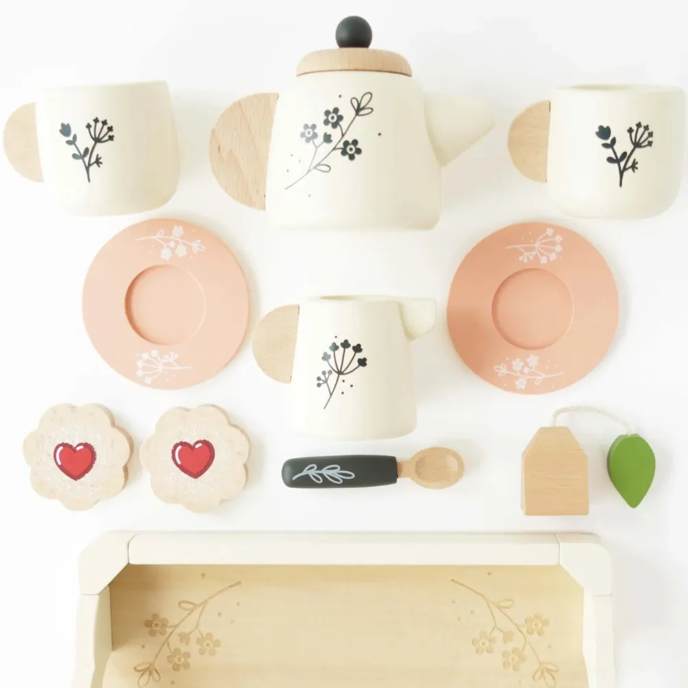 Le Toy Van Vintage Wooden Tea Set & Tray- Toys