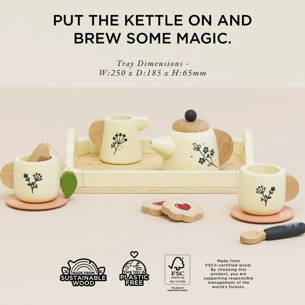 Le Toy Van Vintage Wooden Tea Set & Tray- Toys