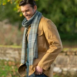 Lochcarron of Scotland Alba Chisholm Hunting Blue Extra Fine Merino Stole- Scarves & Wraps