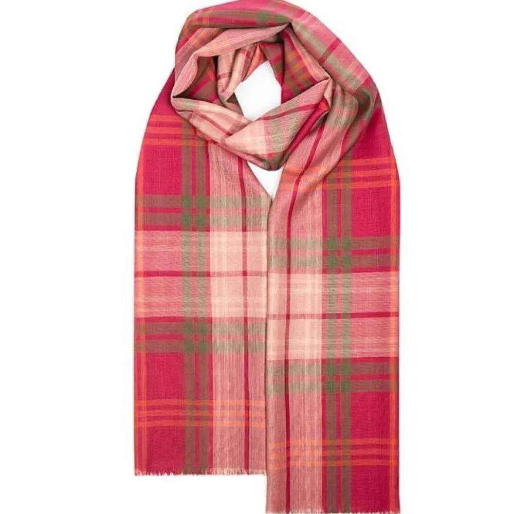 Lochcarron of Scotland Alba Hunting Rose Extra Fine Merino Stole- Scarves & Wraps