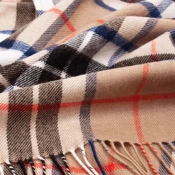 Lochcarron of Scotland Border Thomson Camel Tartan Lambswool Blanket- Throws & Pillows