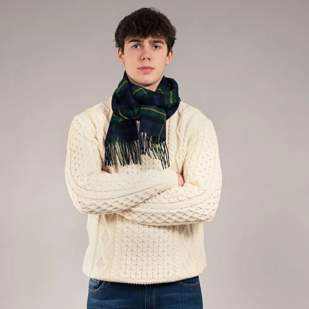 Lochcarron of Scotland Bowhill Gordon Clan Modern Tartan Lambswool Scarf- Scarves & Wraps