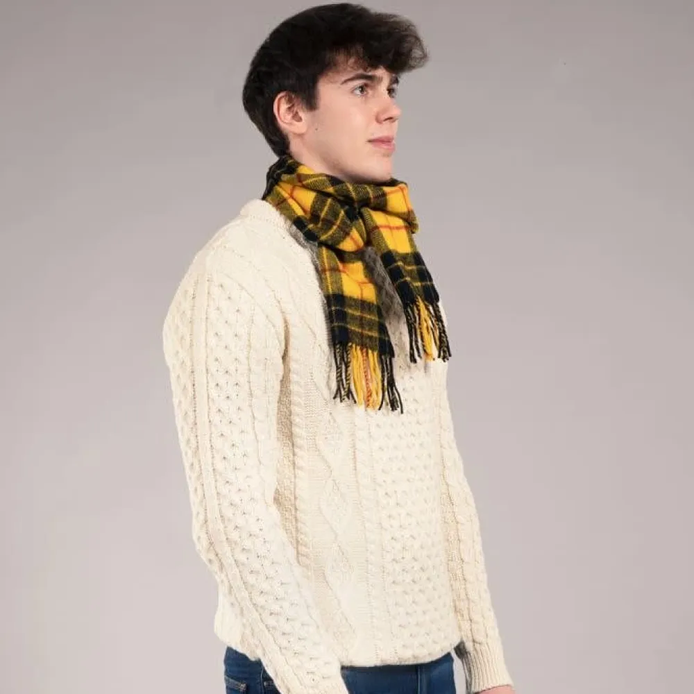 Lochcarron of Scotland Bowhill MacLeod Dress Modern Tartan Long Lambswool Scarf- Scarves & Wraps
