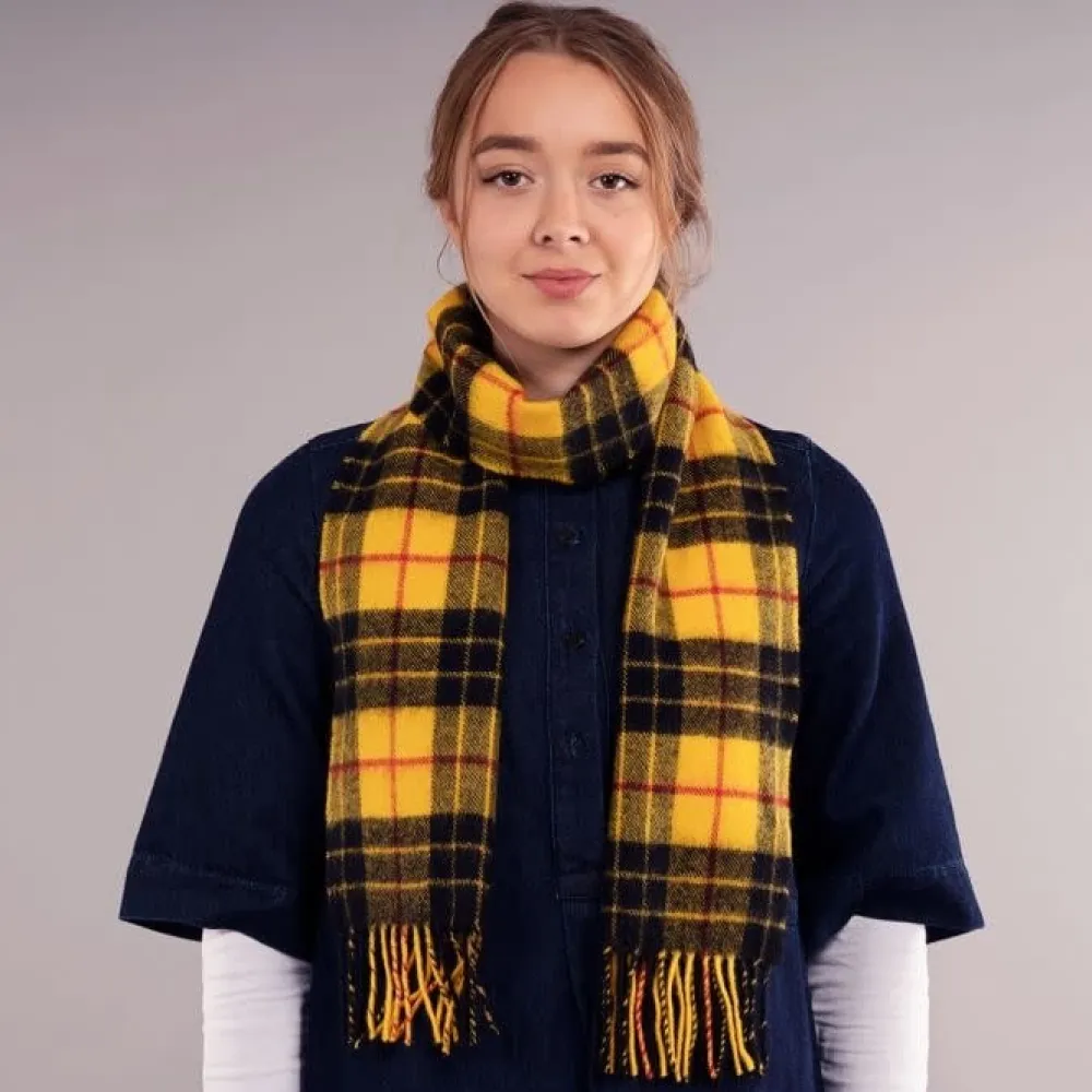 Lochcarron of Scotland Bowhill MacLeod Dress Modern Tartan Long Lambswool Scarf- Scarves & Wraps