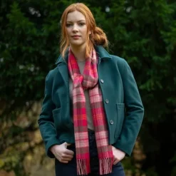 Lochcarron of Scotland Bowhill Lochcarron Hunting Rose Tartan Lambswool Scarf- Scarves & Wraps