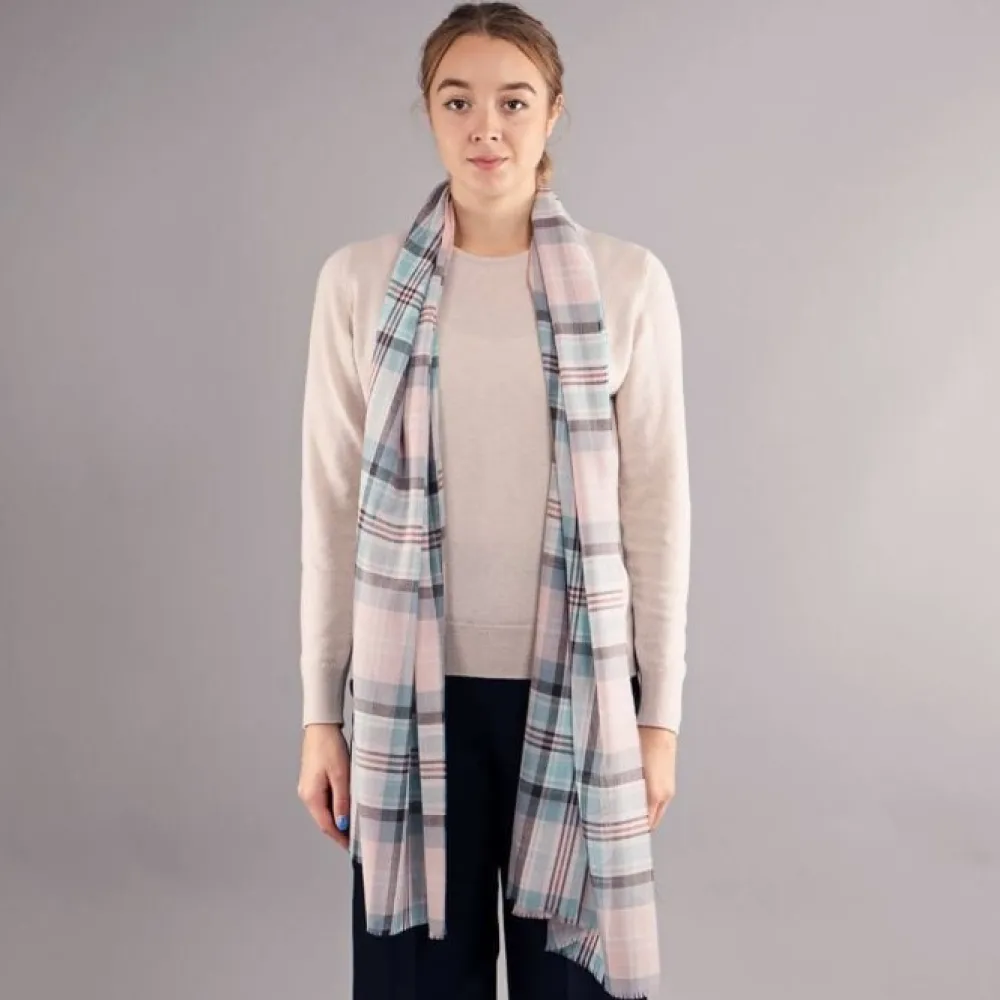 Lochcarron of Scotland Diana Princess of Wales Memorial Rose Tartan Extra Fine Merino Stole- Scarves & Wraps