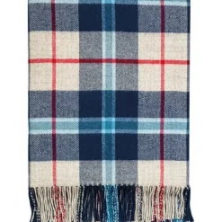 Lochcarron of Scotland Douglas Navy Brushwool Blanket- Throws & Pillows