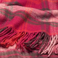 Lochcarron of Scotland Hunting Rose Tartan Lambswool Blanket- Throws & Pillows